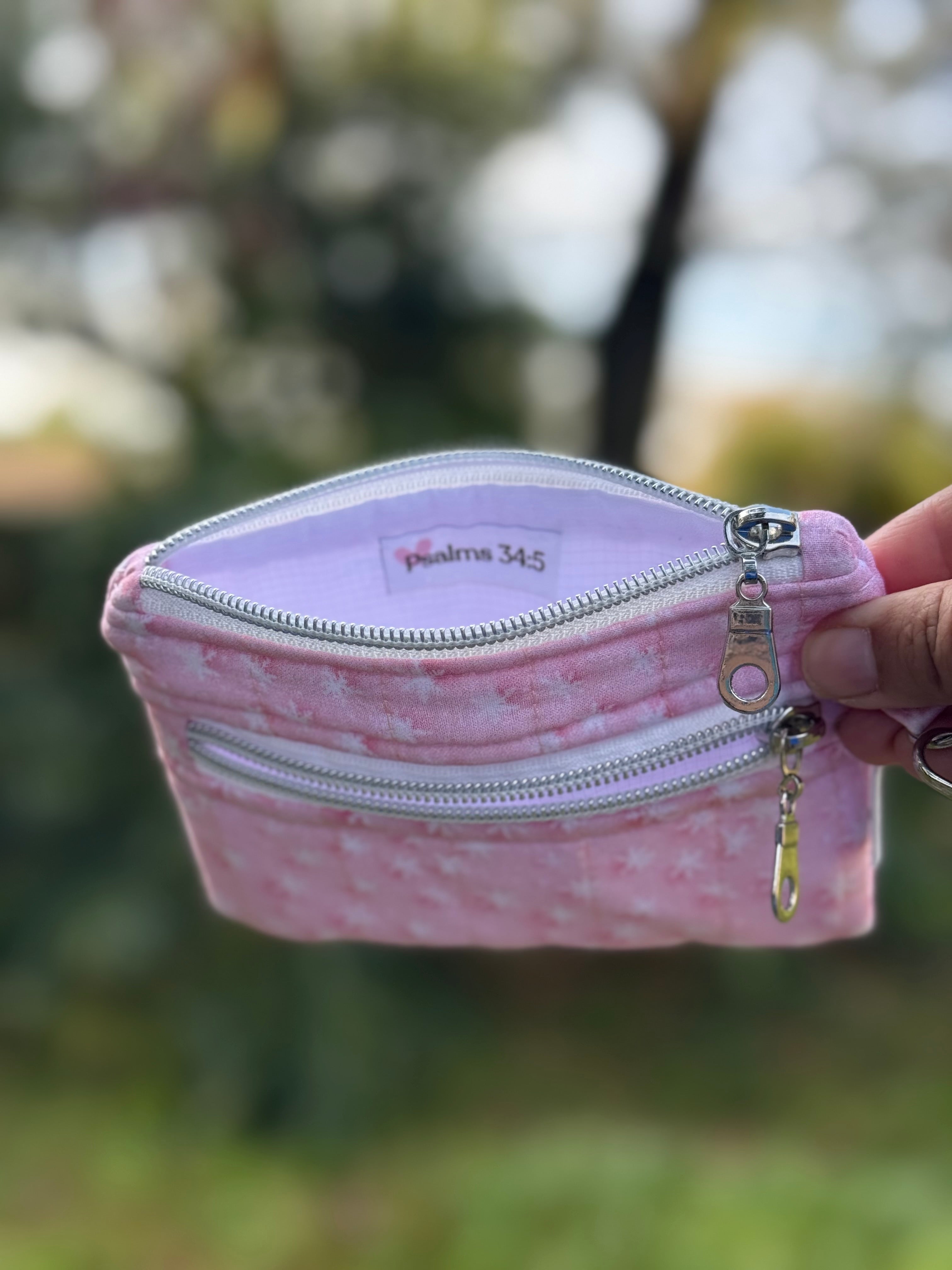 Double Zipper Wristlet Wallet pink snow