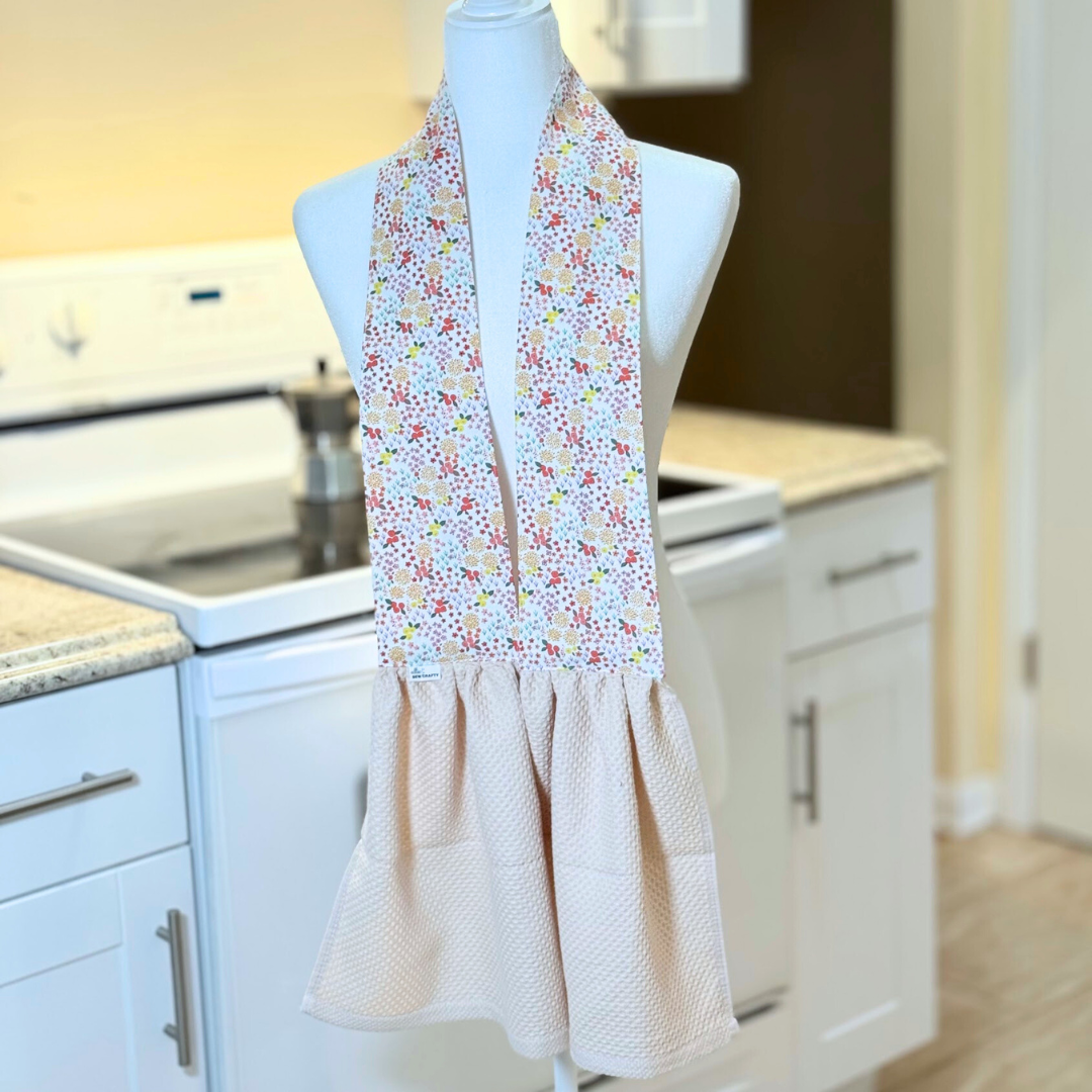 Beige & Orange Floral Kitchen Scarf Towel