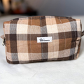 Brown Checker Boxy Makeup Pouch *Limited Edition*