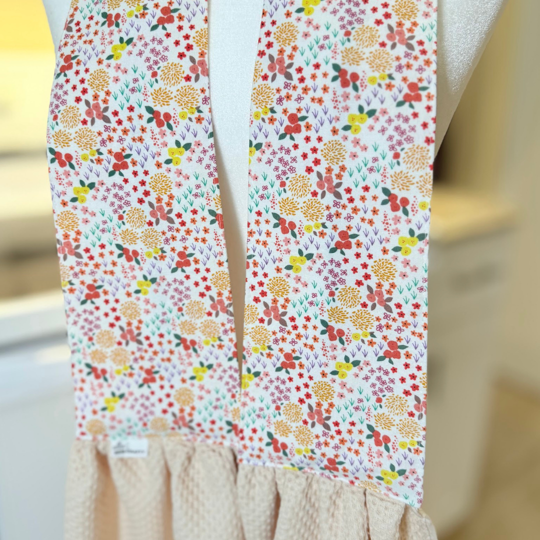 Beige & Orange Floral Kitchen Scarf Towel
