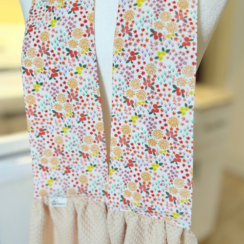 Beige & Orange Floral Kitchen Scarf Towel