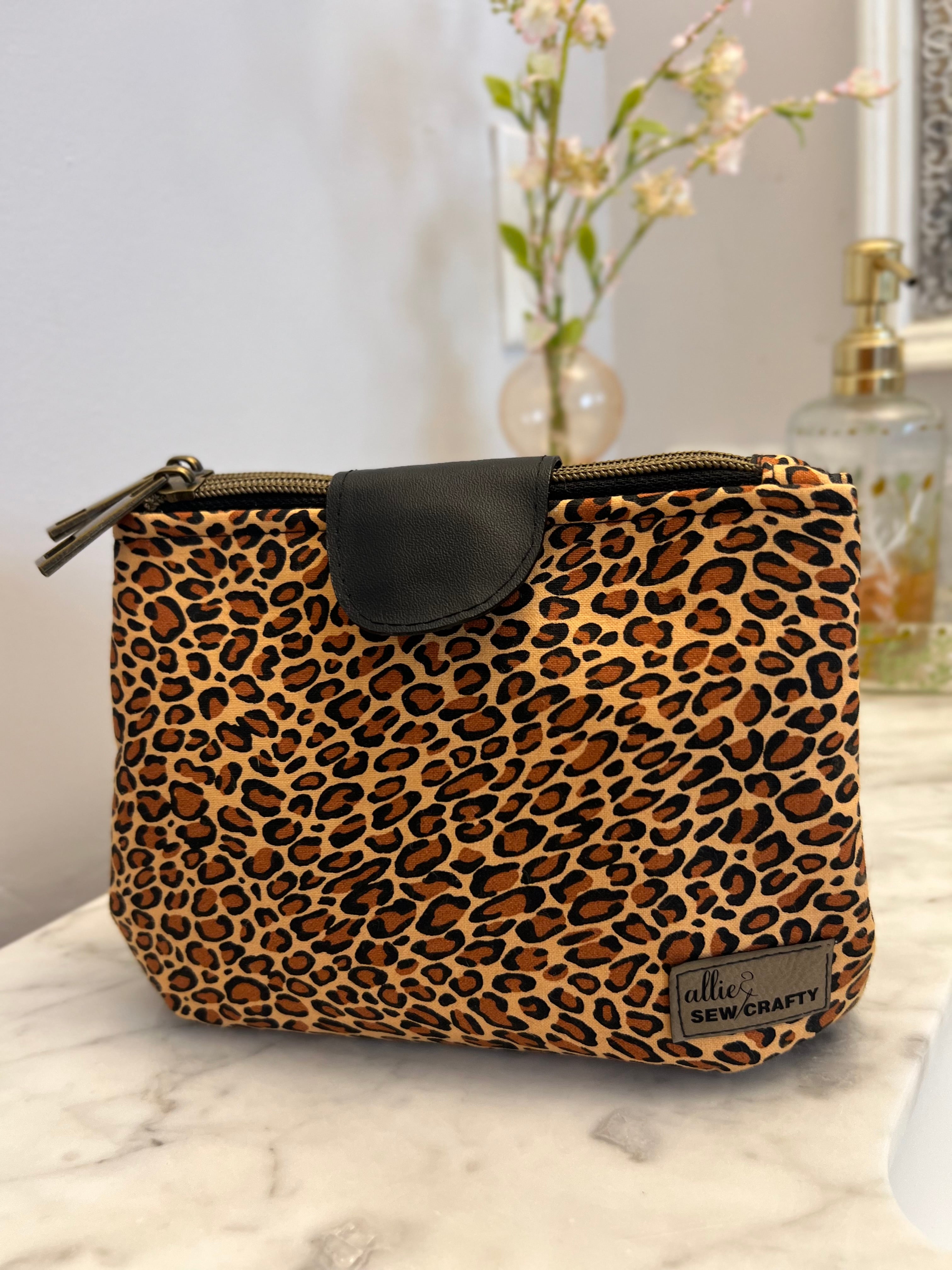 Cheetah Print Gigi Dual Zipper Pouch - Medium