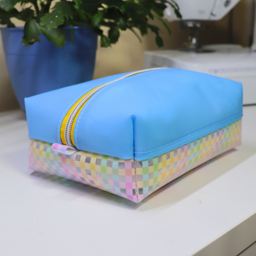 Blue Clear Travel Pouch - Gingham Design
