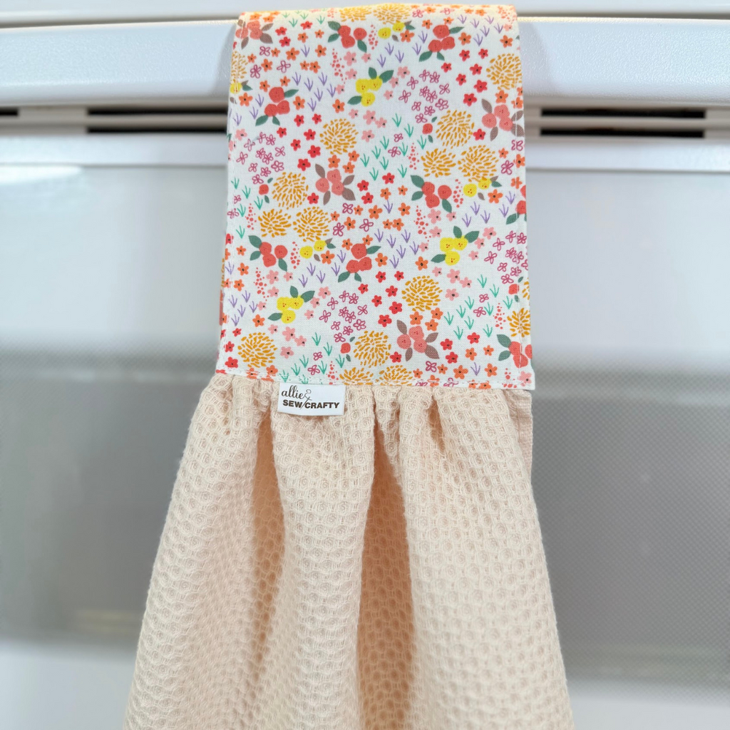 Beige & Orange Floral Kitchen Scarf Towel