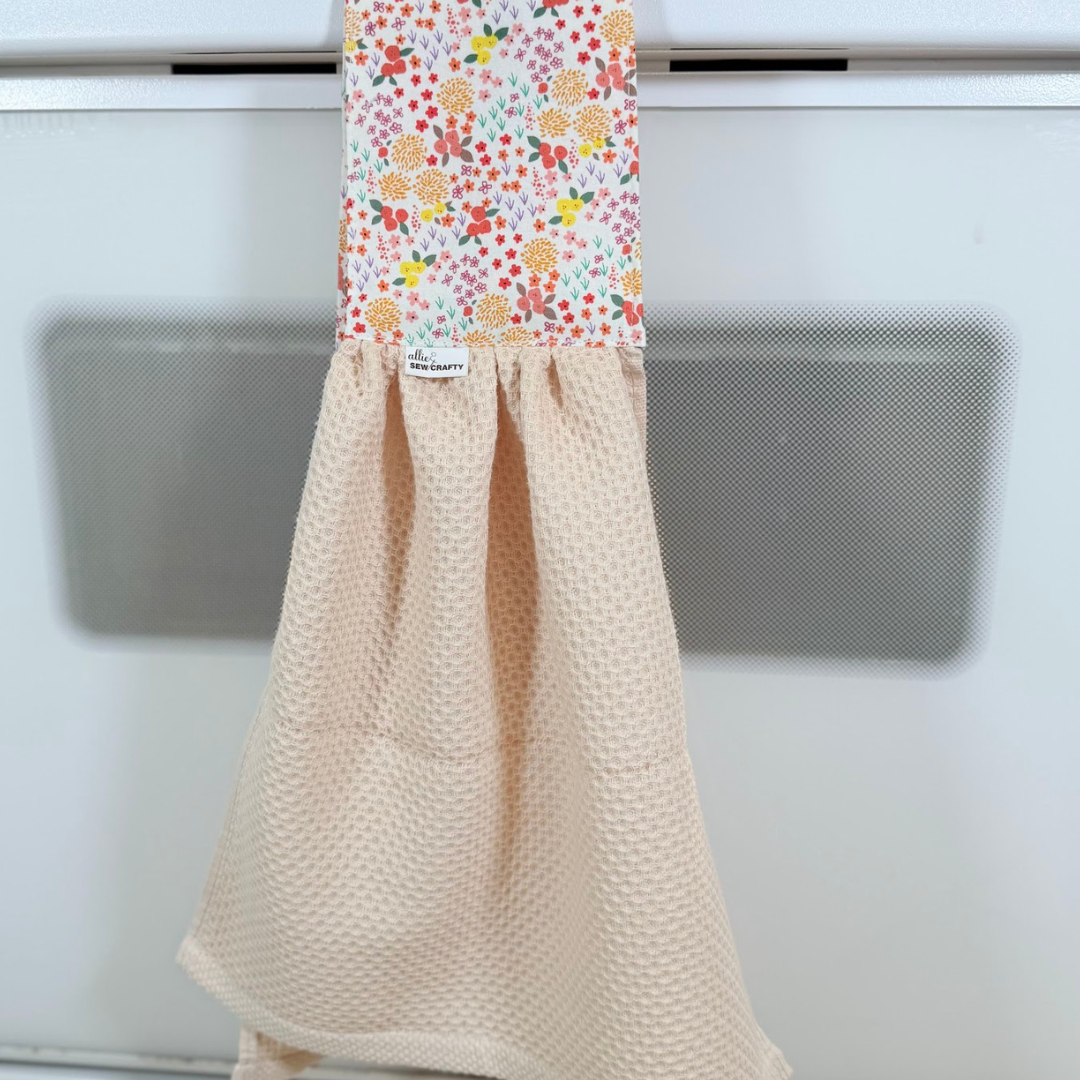 Beige & Orange Floral Kitchen Scarf Towel
