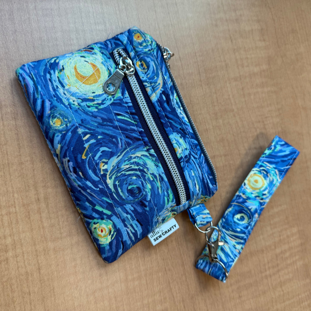 Double Zipper Wristlet Wallet Van Gogh