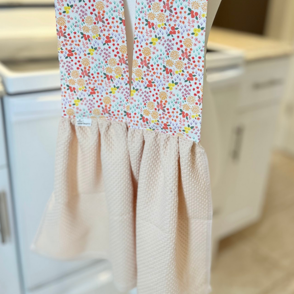 Beige & Orange Floral Kitchen Scarf Towel