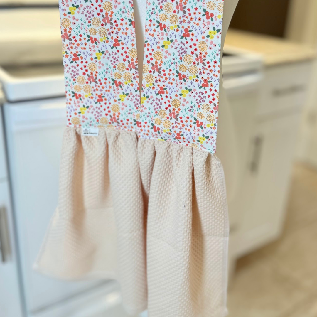 Beige & Orange Floral Kitchen Scarf Towel
