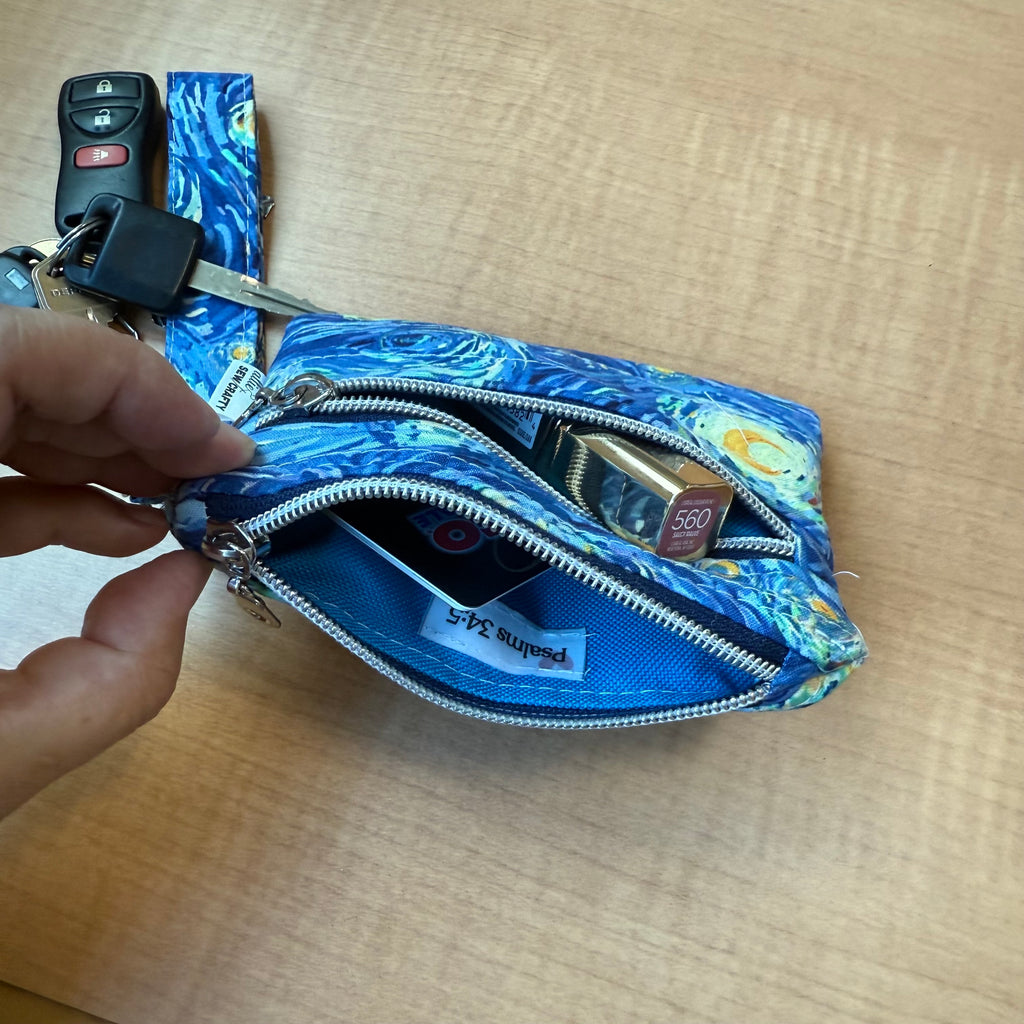 Double Zipper Wristlet Wallet Van Gogh