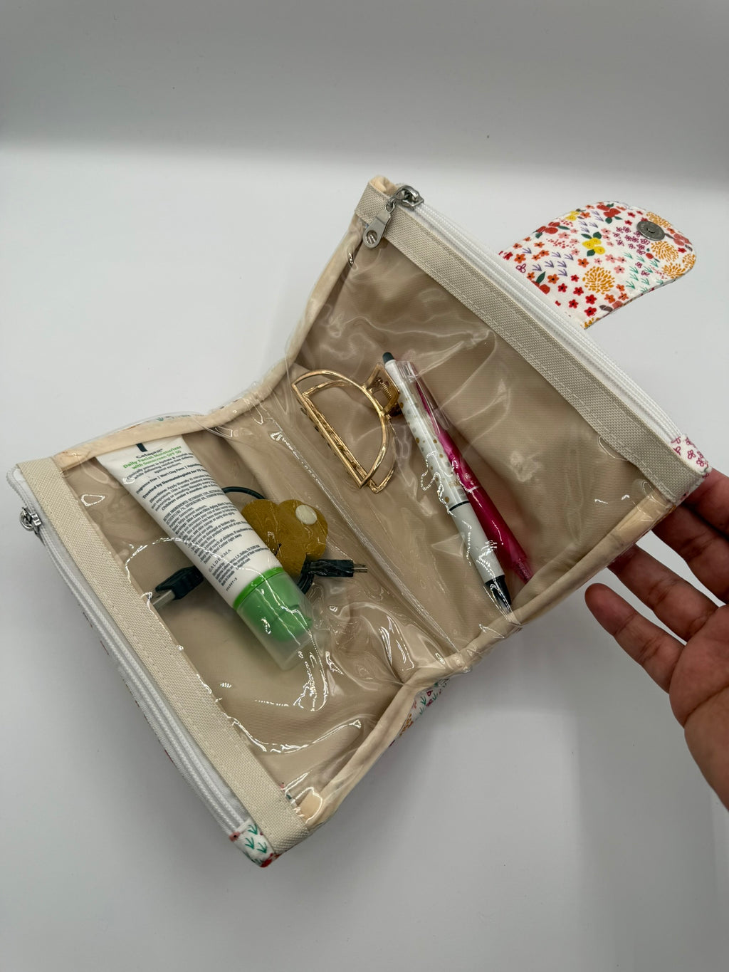 Tiny Orange Flowers MD Dual Zipper - Two in One Pouch