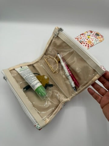 Pearl Vegan Leather Dual Zipper - Two in One Pouch