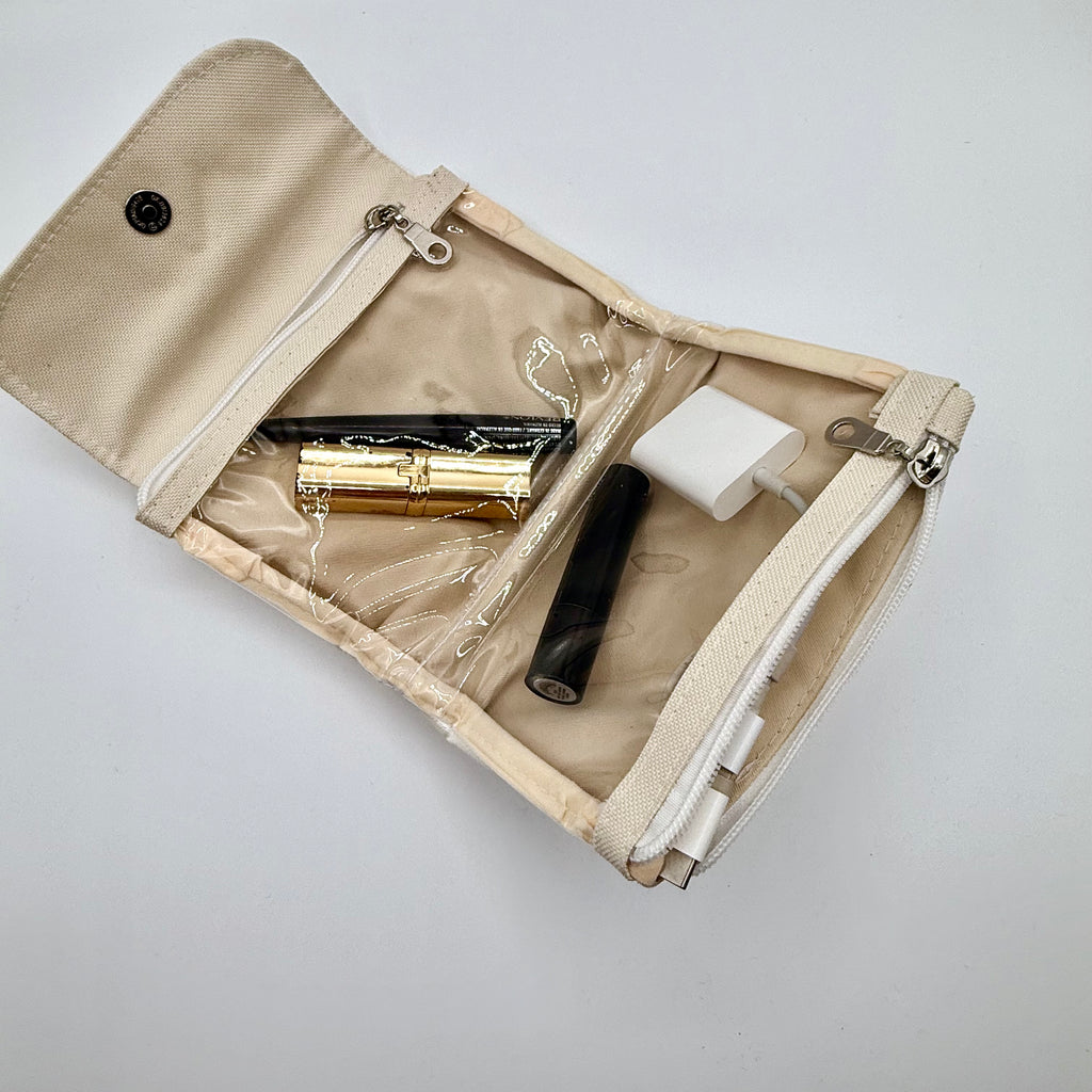 Pearl Vegan Leather SM Dual Zipper Pouch