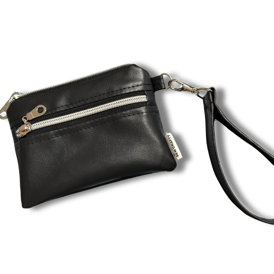Black Vegan Leather Wristlet Wallet