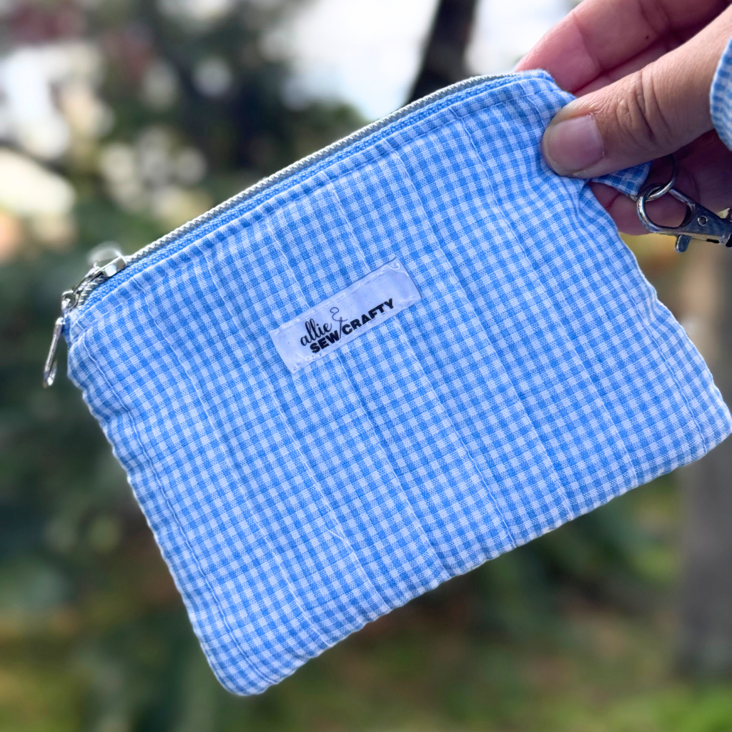 Blue Gingham Keychain Wallet