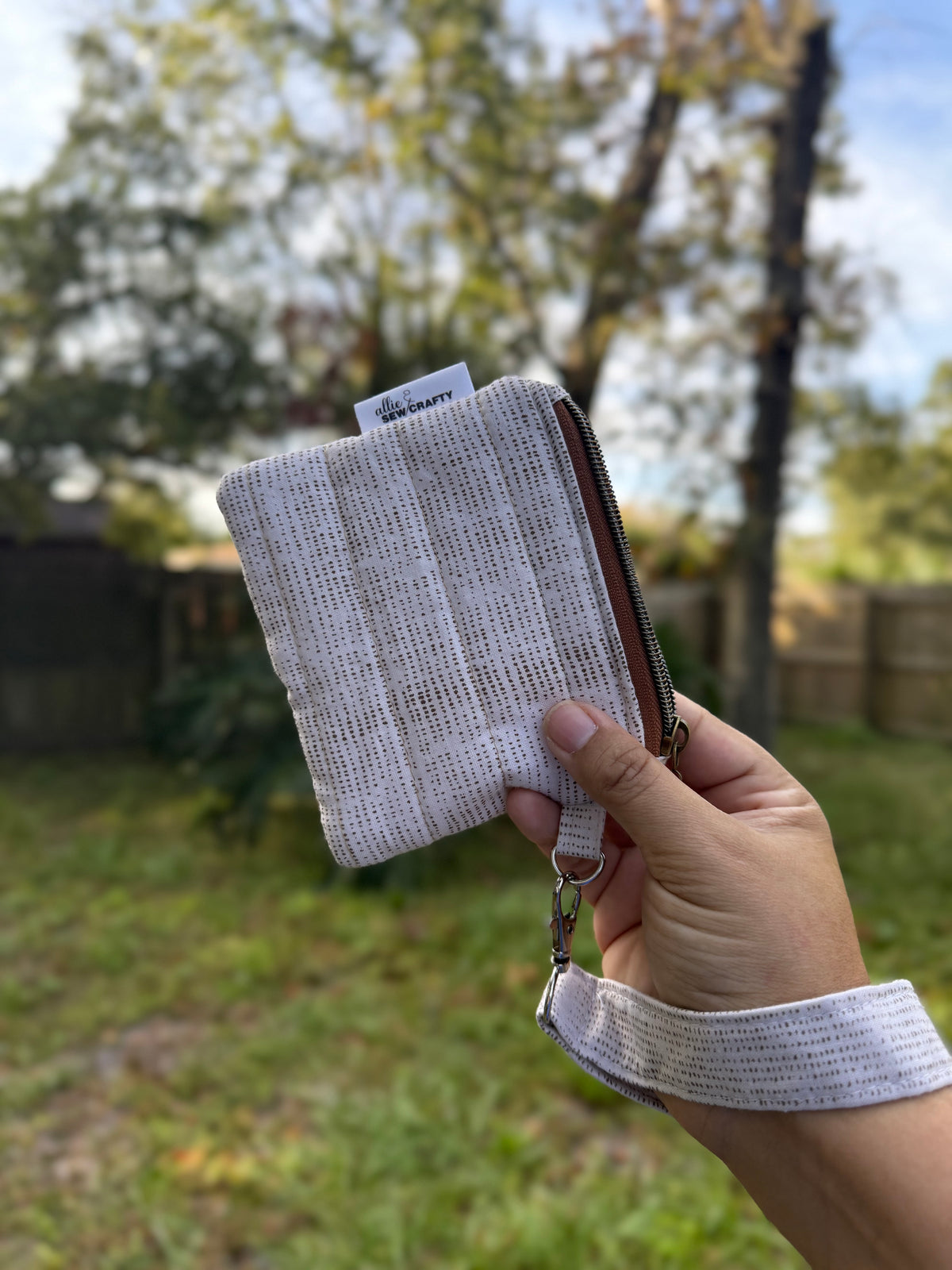 Light Brown Keychain Wristlet Wallet