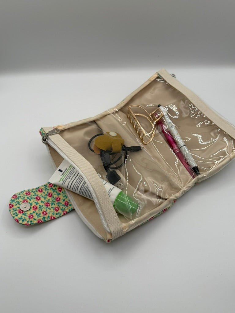 MD Vintage Rose Flowers Dual Zipper - Two in One Pouch