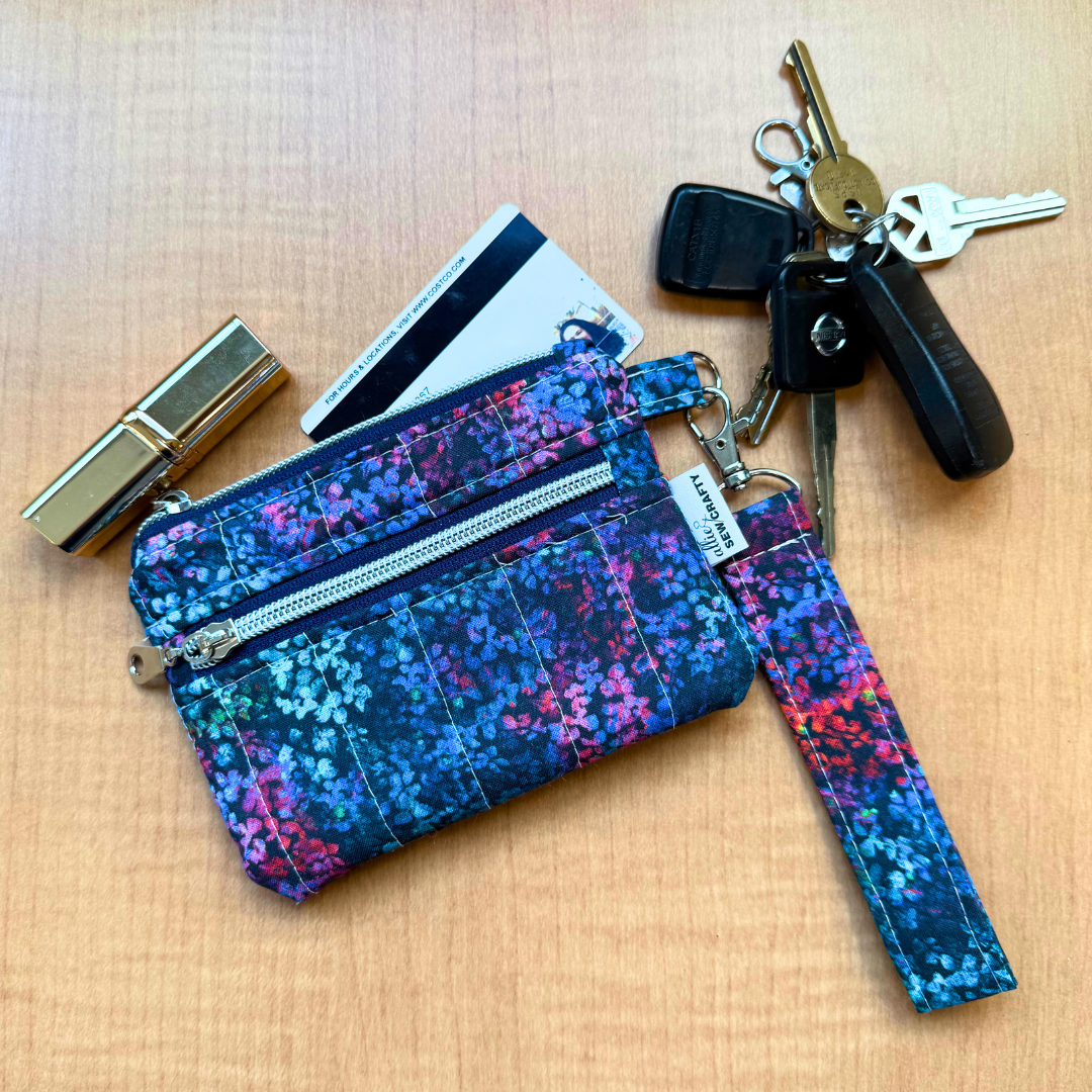 Double Zipper Wristlet Wallet Colorful Dots