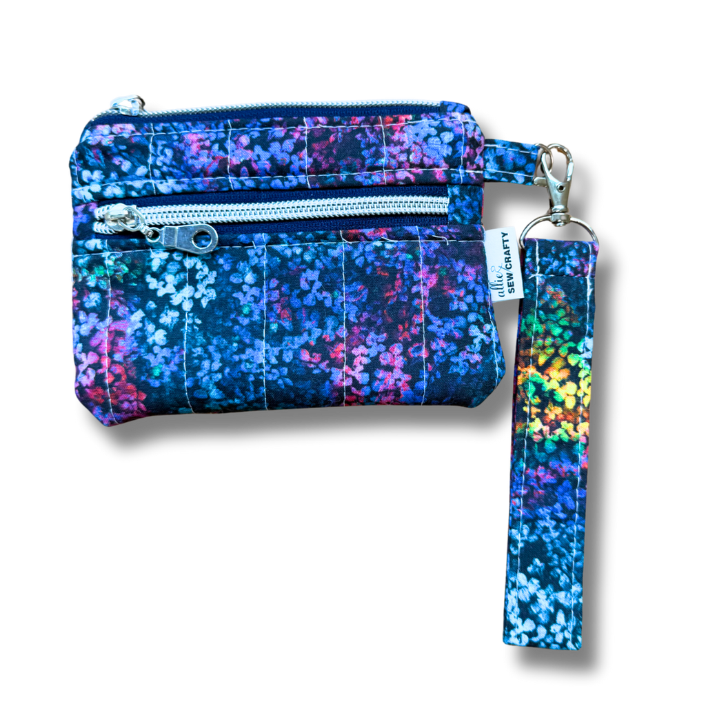 Double Zipper Wristlet Wallet Colorful Dots
