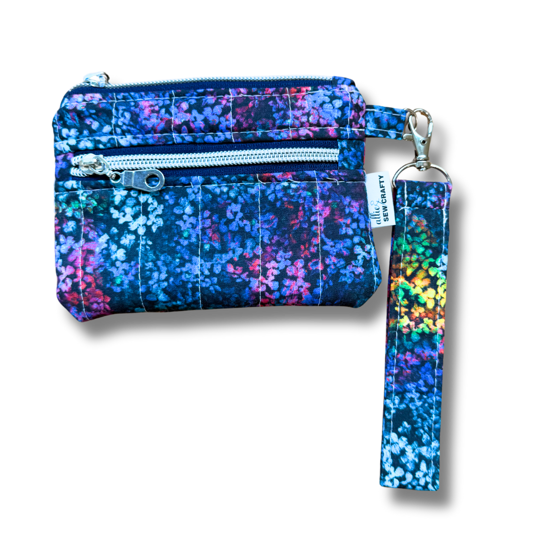 Double Zipper Wristlet Wallet Colorful Dots