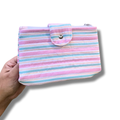 Dual Zipper Pouch - MD Pink and Green Stripes