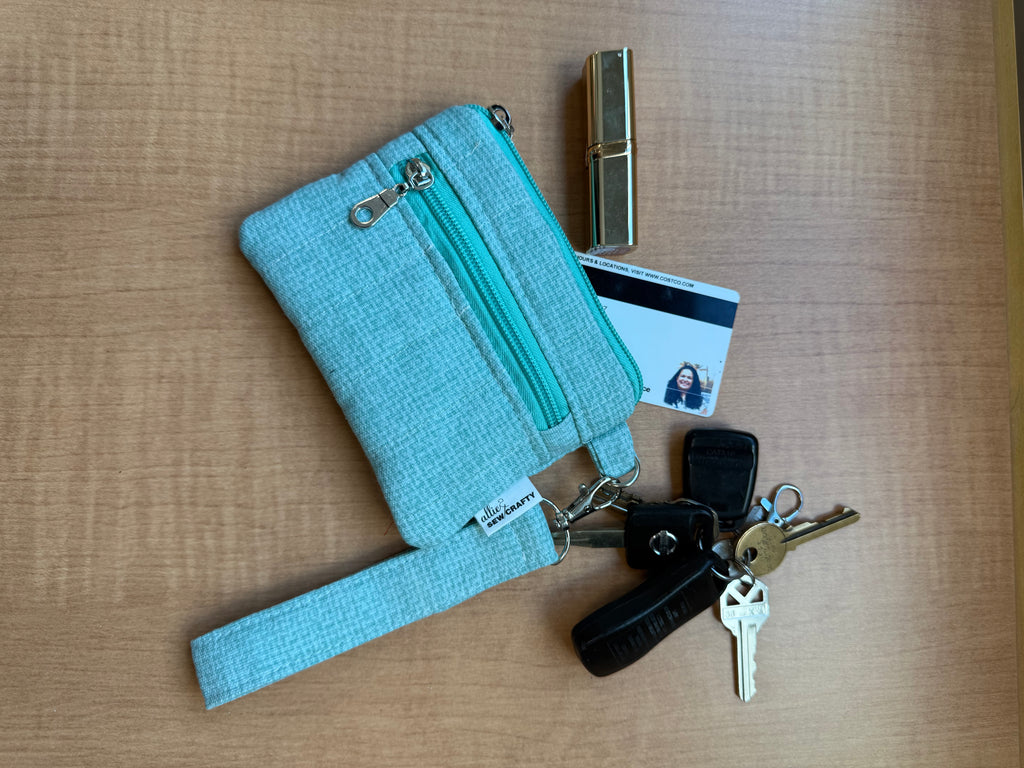 Mint Double Zipper Wristlet Wallet