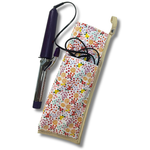 Hair straightener with floral-patterned cover on a white background
