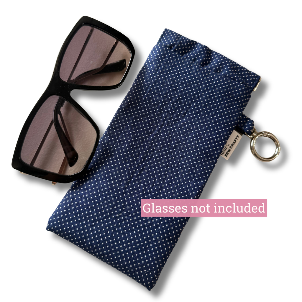 Sunglass Case Flexi Frame - Navy Blue Polka Dots