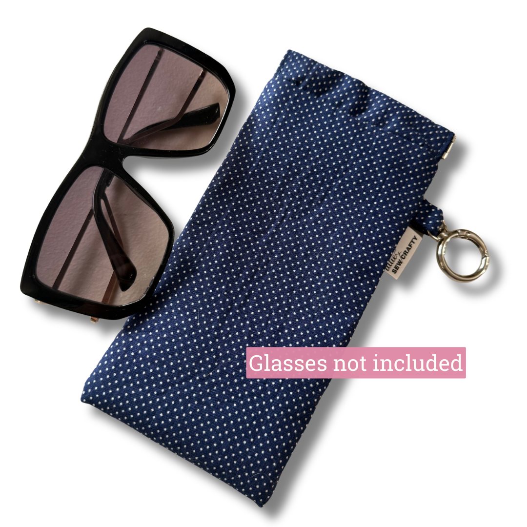 Sunglass Case Flexi Frame - Navy Blue Polka Dots