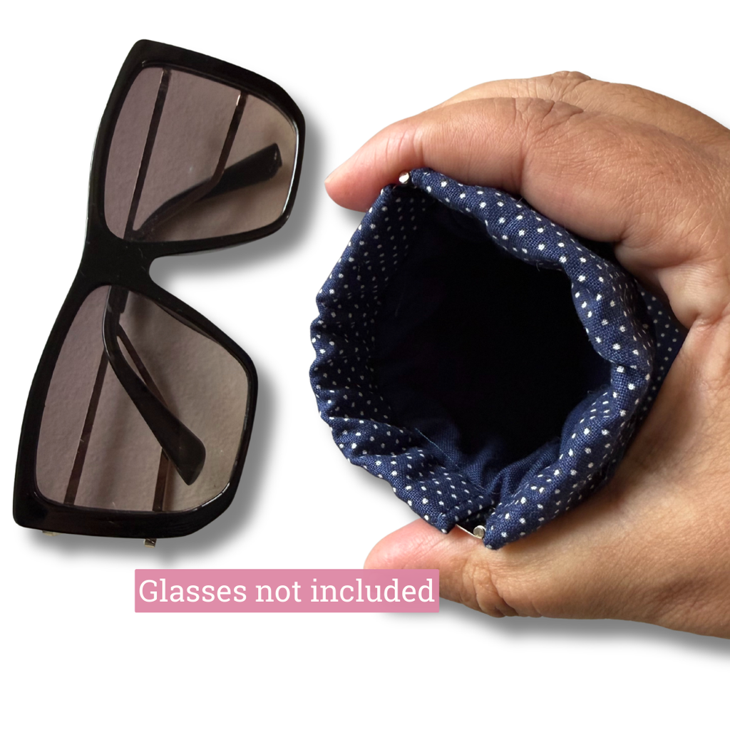Sunglass Case Flexi Frame - Navy Blue Polka Dots