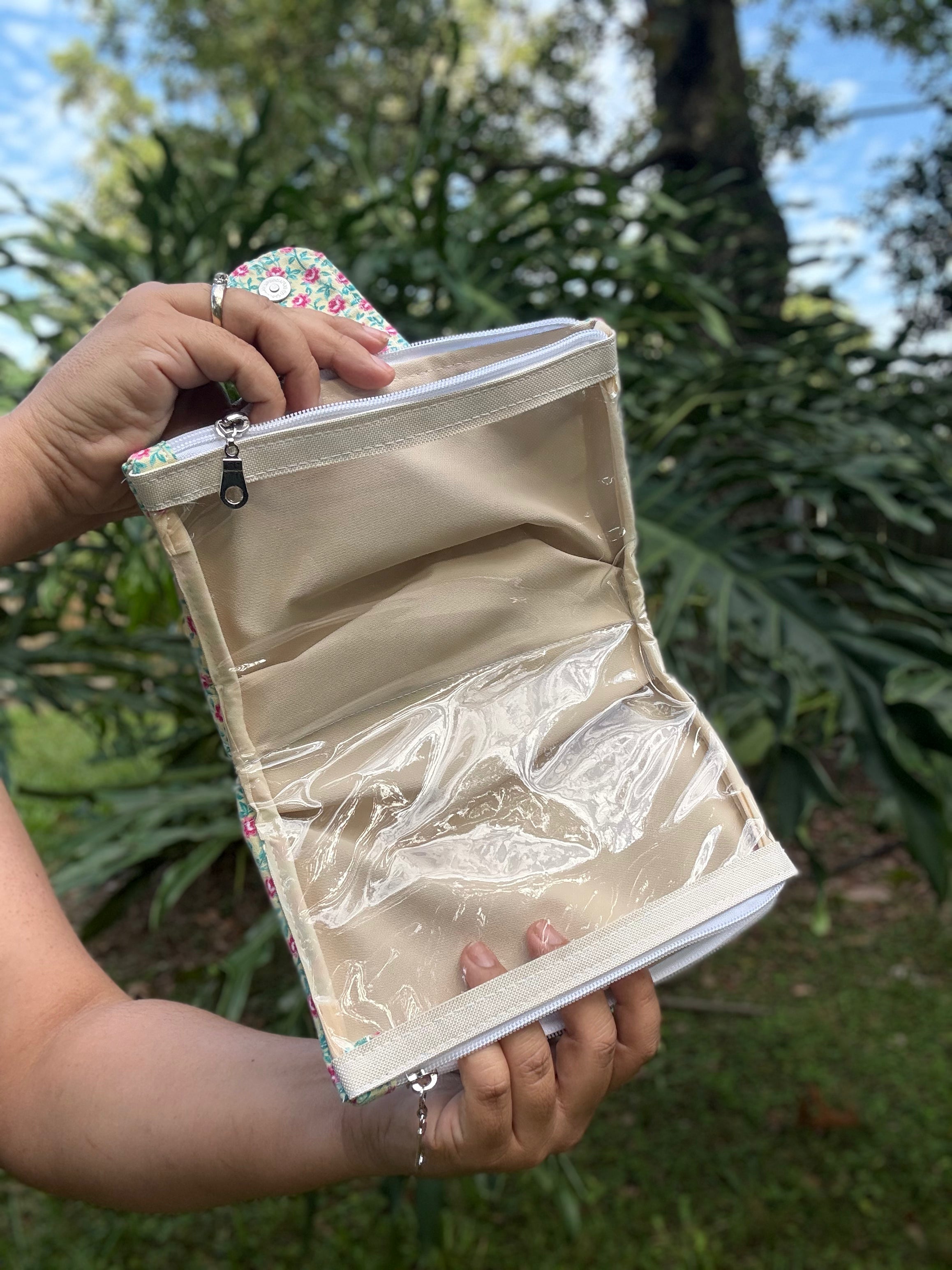 MD Vintage Rose Flowers Dual Zipper - Two in One Pouch