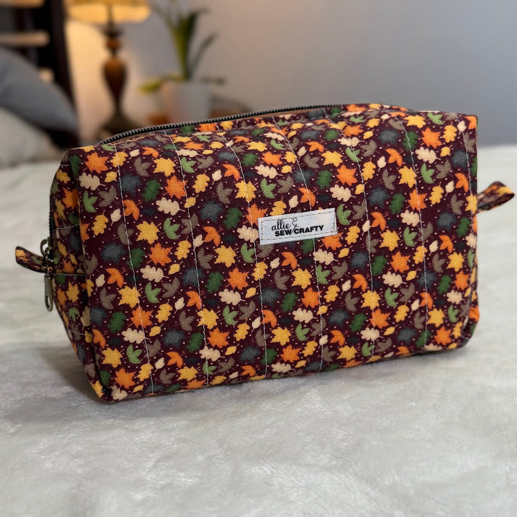 Boxy Cosmetic Pouch  - Waterproof  Falling Leaves  *Limited Edition*
