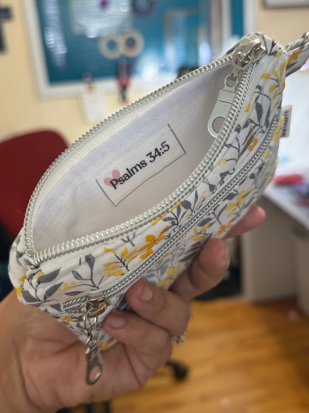 Double Zipper Wristlet Wallet Yellow and Gray