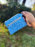 Double Zipper Wristlet Wallet Blue Vines