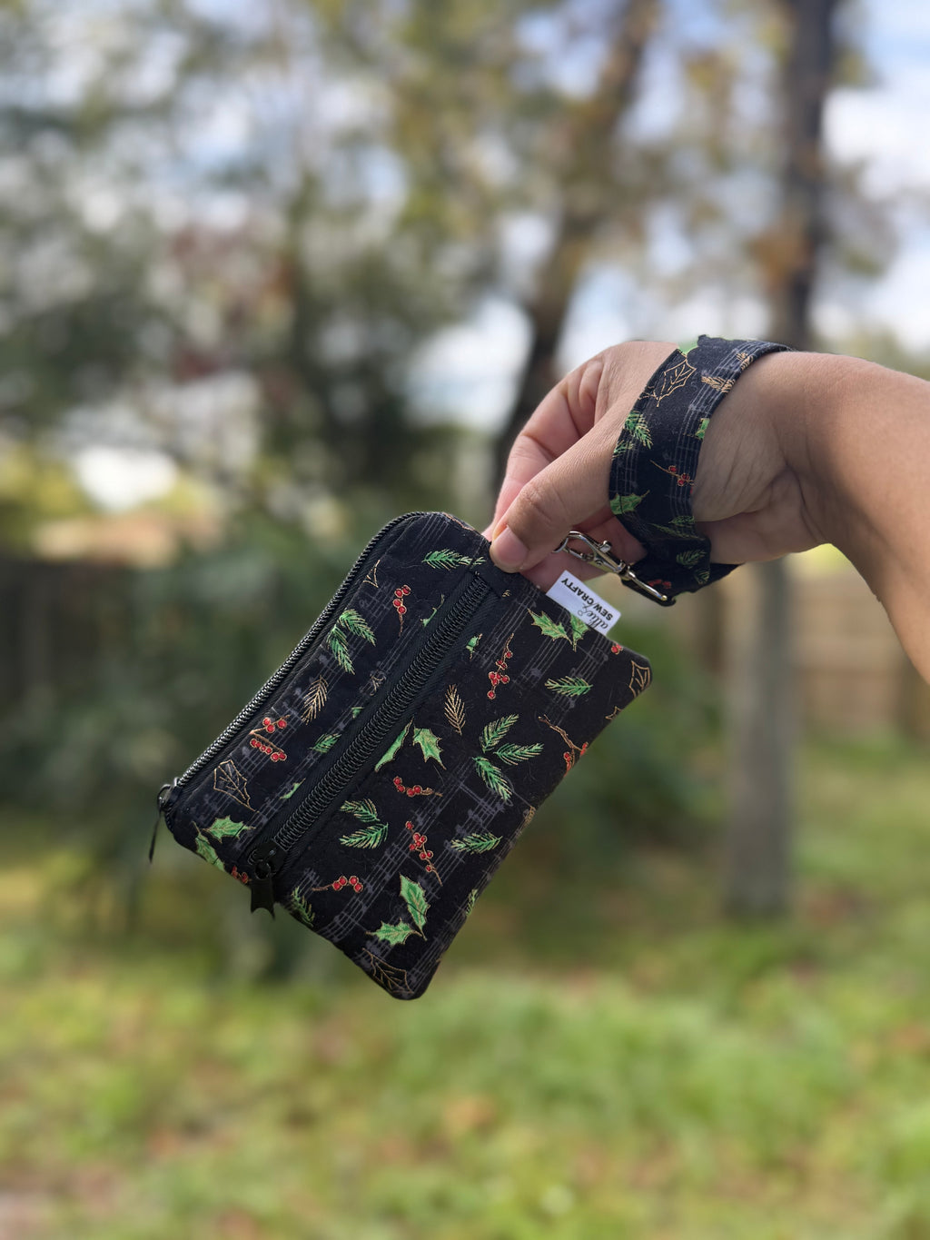 Double Zipper Wristlet Wallet Christmas Music