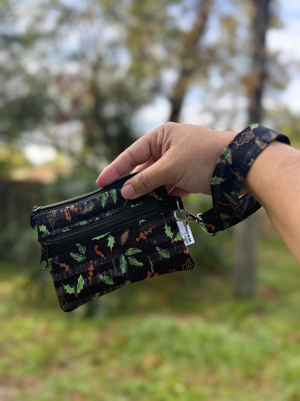 Double Zipper Wristlet Wallet Christmas Music