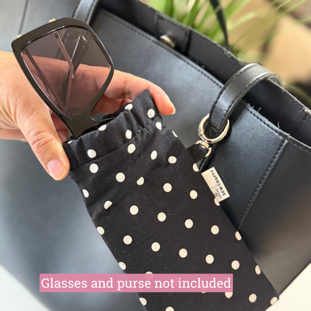 Sunglass Case Flexi Frame - Black Polka Dots