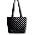 Black & White Quilted Tote | Minimalist Love Pattern Shoulder Bag | Everyday Carry