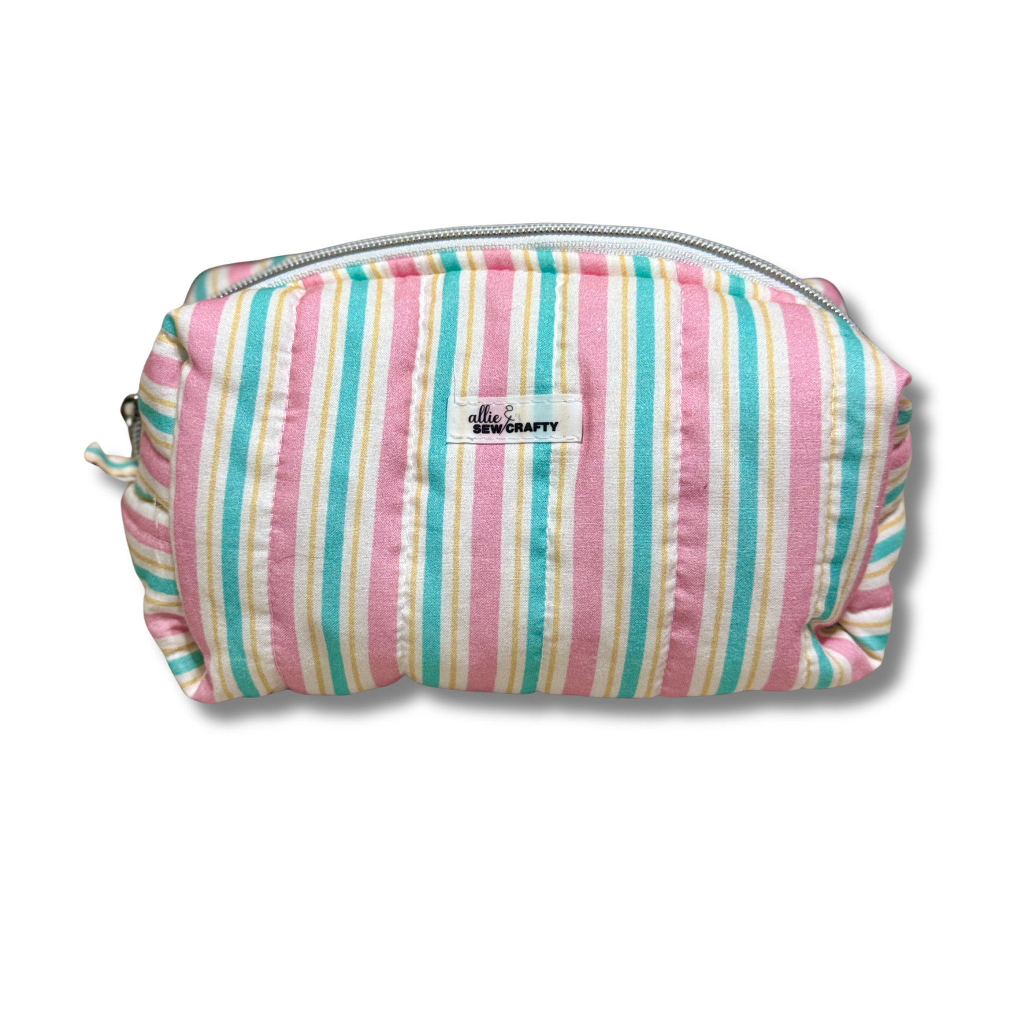 Pink and Green Boxy Cosmetic Pouch