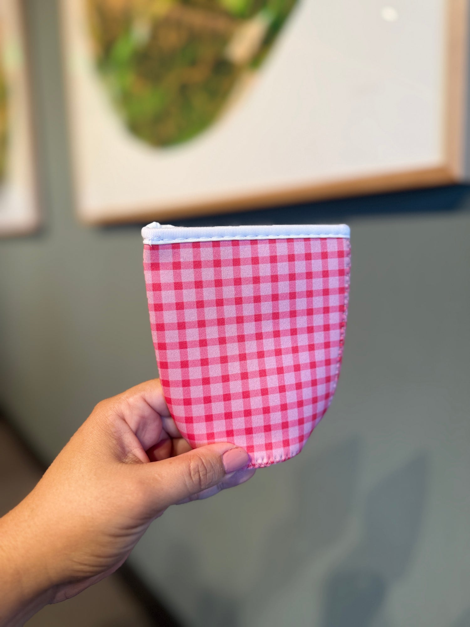 Pink Gingham | MD Reusable Coffee Sleeve