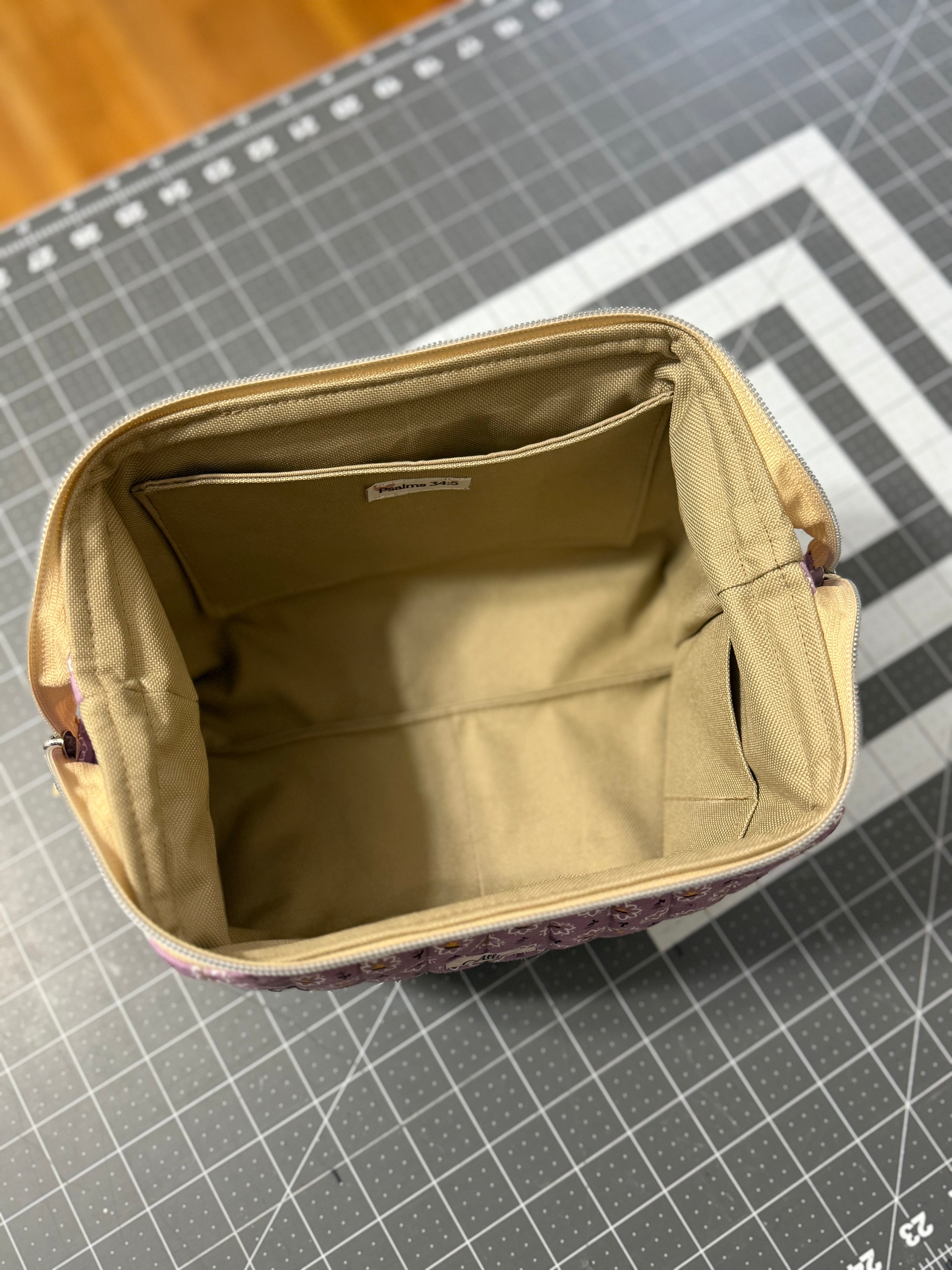 Lilac Yellow Flowers Wide Opening Boxy Pouch