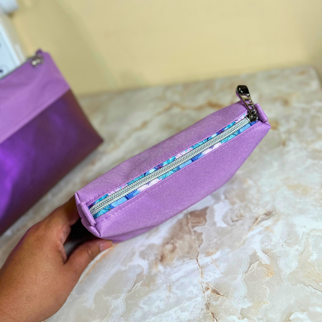 Water Resistant Pouch Lilac with Flowers