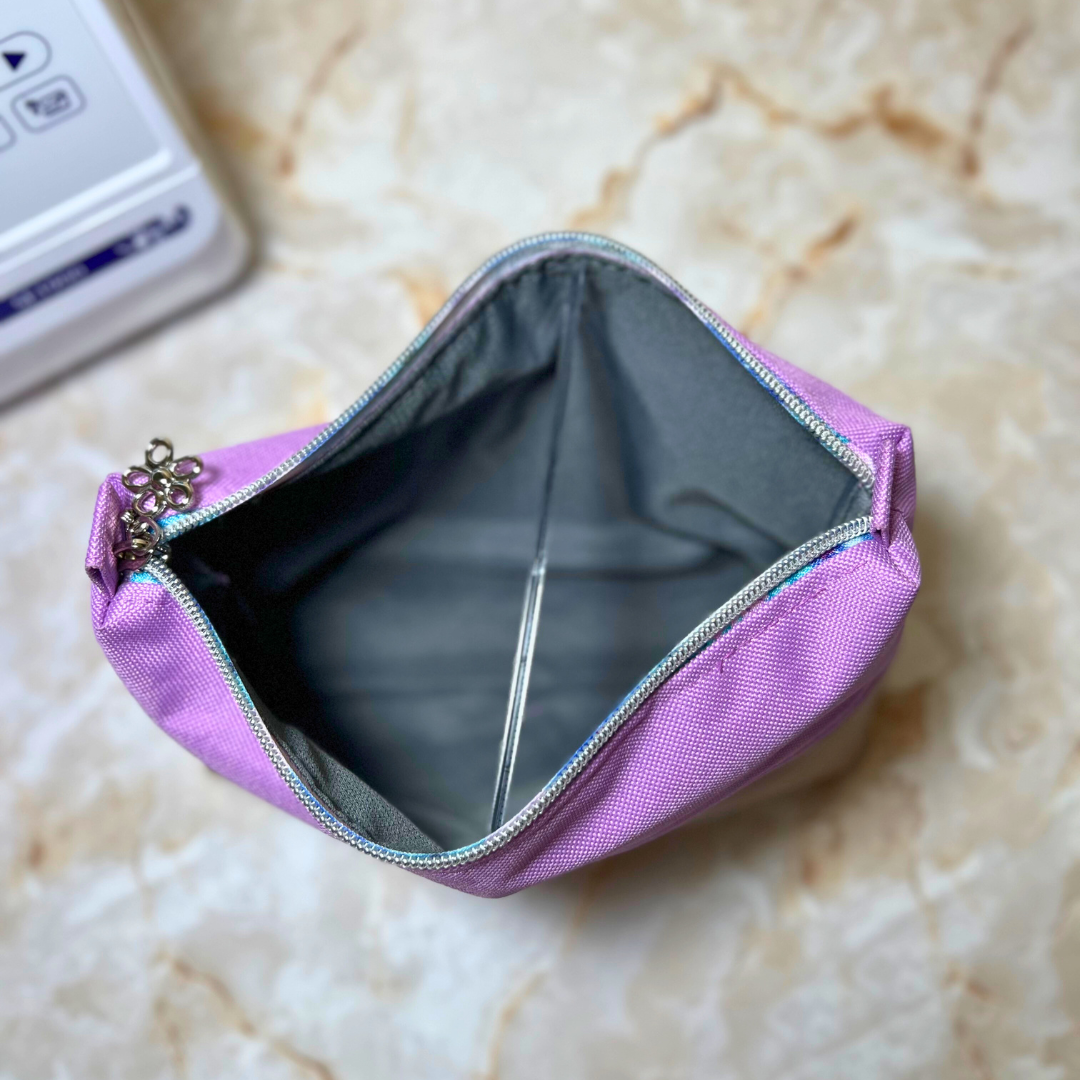 Water Resistant Pouch Lilac with Flowers