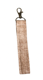 Beige wristlet lanyard in white background